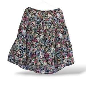 CLC Ditsy Floral Tiered Skater Skirt Flowy Midi Retro Cottagecore Cute 90s Vibe